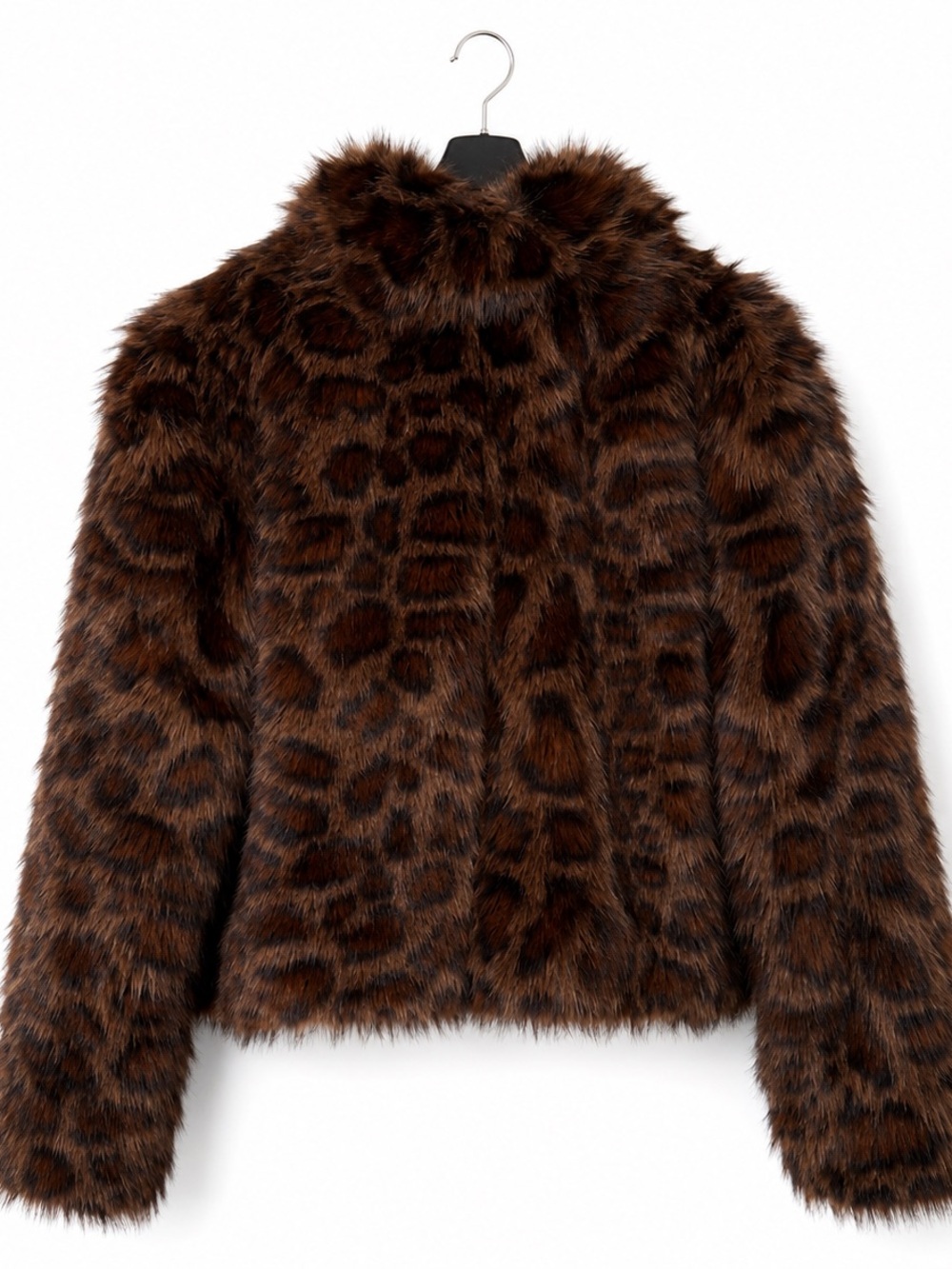 NVLT Brown Leopard Faux Fur Teddy Jacket